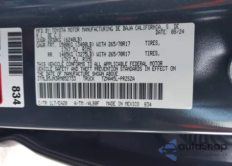 2024 Toyota Tacoma Trd Off Road z USA, uszkodzony, nr VIN 3TMLB5JN3RM052733